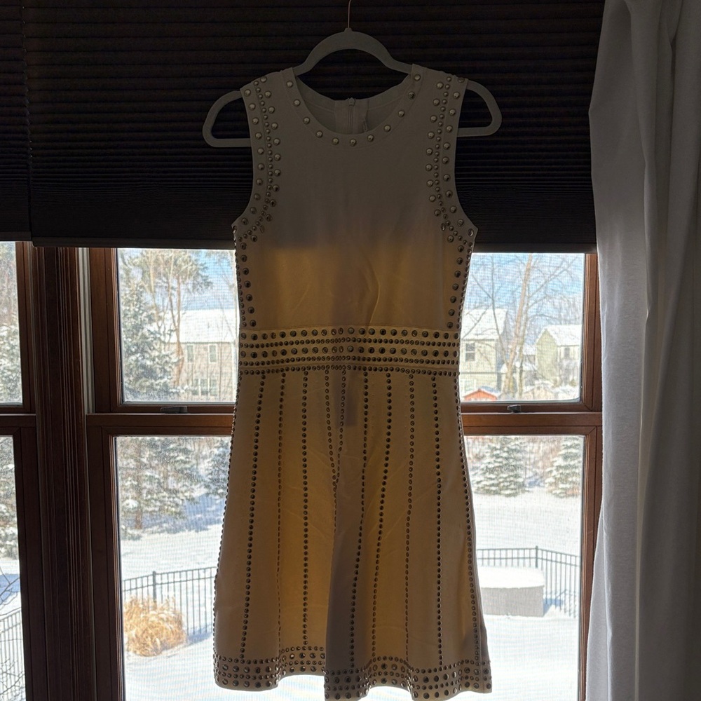 Michael Kors Cream Studded Strapless Dress